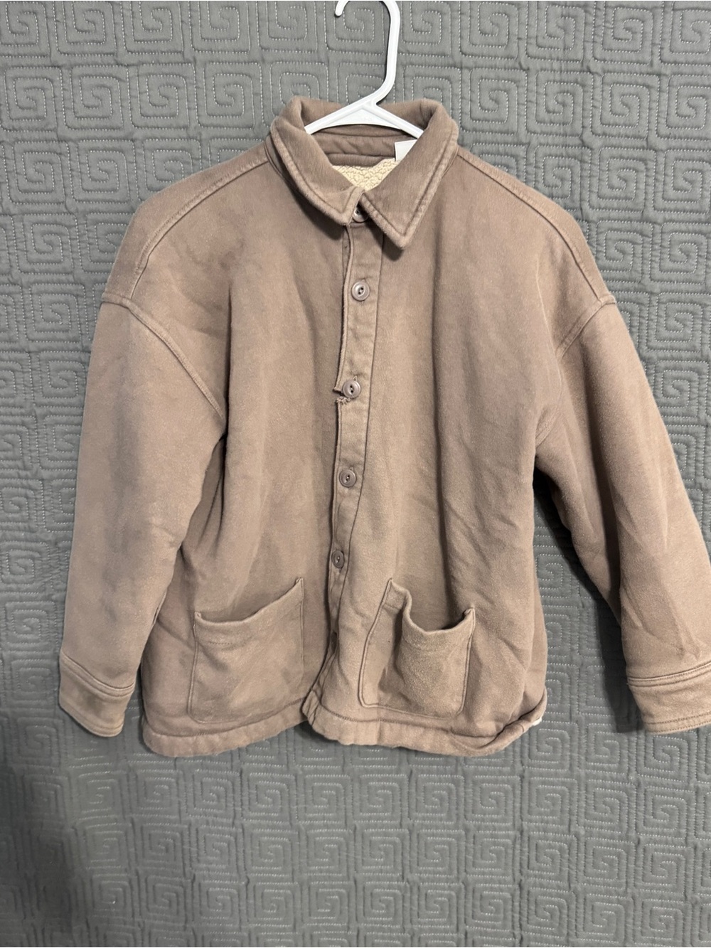Gap Kids Sherpa Fleece Plymouth Rock Shirt Jacket XL 12 Gray Brown Soft Shacket